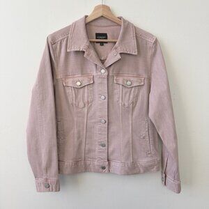 Liverpool Los Angeles Blush Pink Stretch Denim Trucker Jacket Sz L Classic